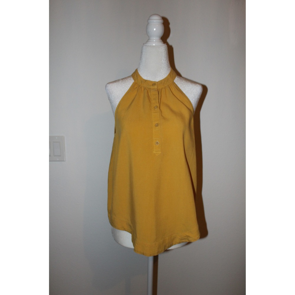 Cloth & Stone Anthropologie Mustard Yellow Tencel Lyocell Halter Tank Top XS